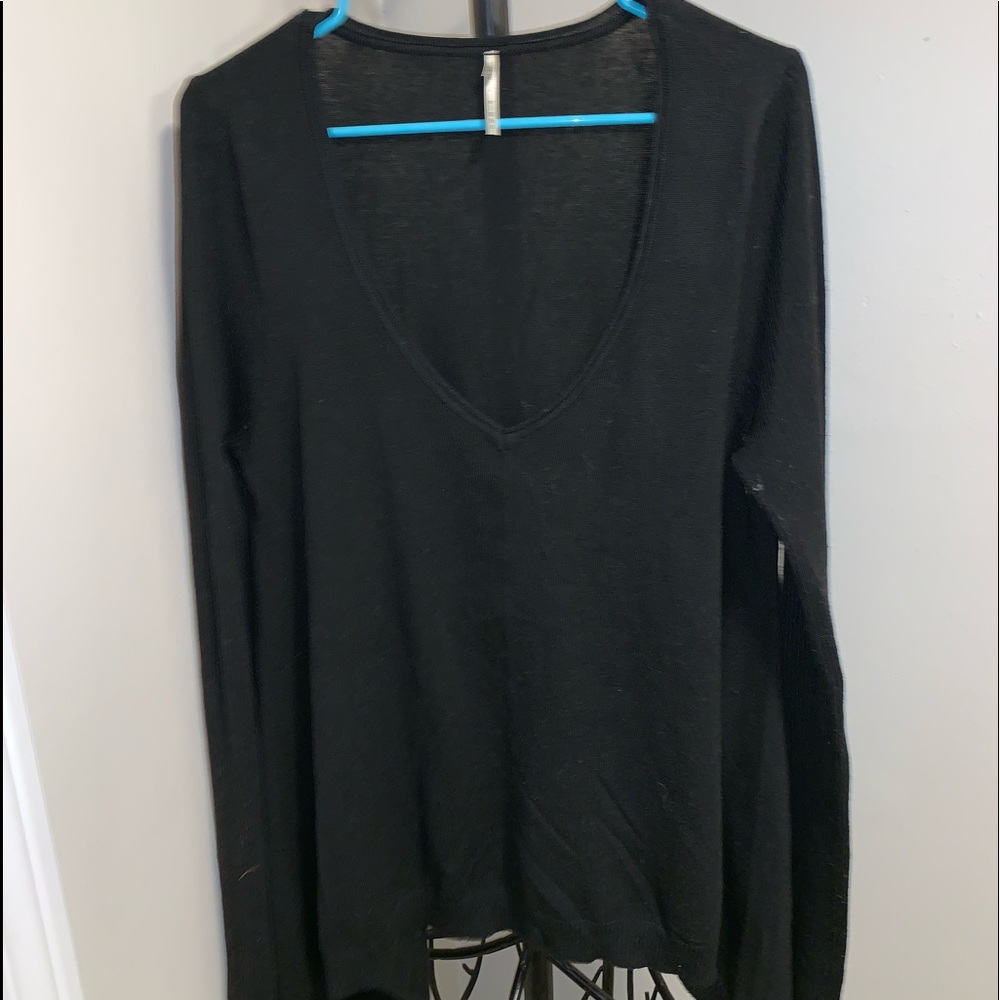 V Neck asymmetrical sweater